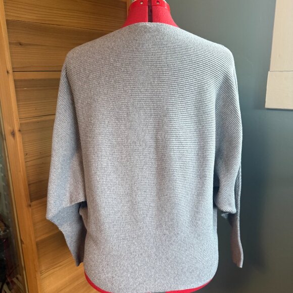 Joan Vass New York Grey Batwing Sleeve Boat Neck Sweater - L - Picture 4 of 8